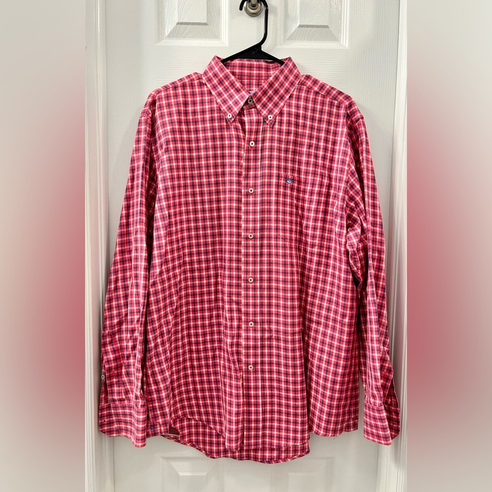 Southern Tide Men’s large Button Down Cotton Shirt pink, blue, white